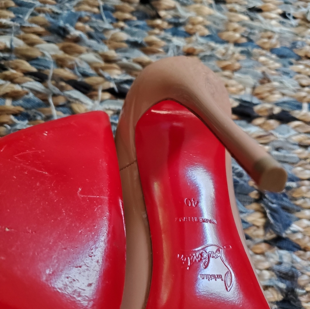 VEUC CHRISTIAN LOUBOUTIN So Kate Pumps Heels 120 Nude Patent Beige 40 8.5 9 9.5 - Picture 11 of 14